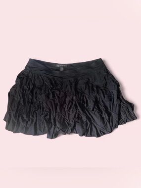 Y2k Style INC Black Ruffled Mini Skirt Textured Dark Fairy Grunge Whimsigoth M